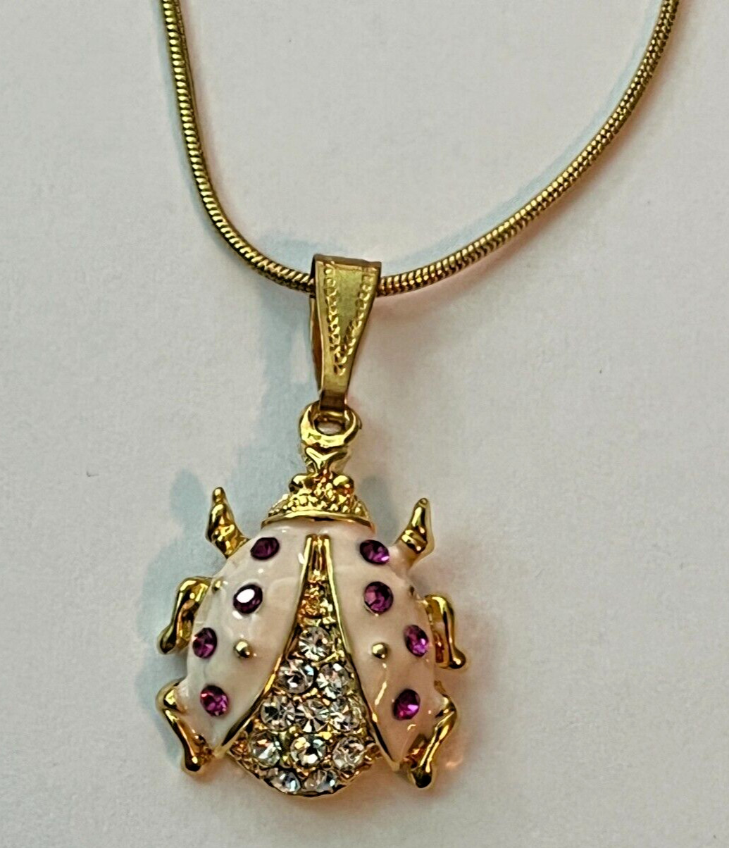 VTG New Salesman’s Samples Gold Tone Necklaces with Enamel & Rhinestone Pendants