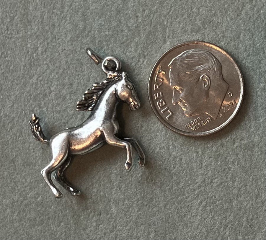 Vintage Sterling Silver Charm Of Horse Prancing Running For The Equestrian