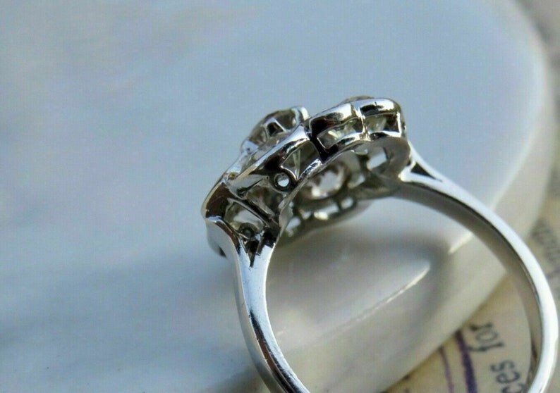 Vintage Flower Inspired Ring Old European Floral Style Edwardian Engagement Ring