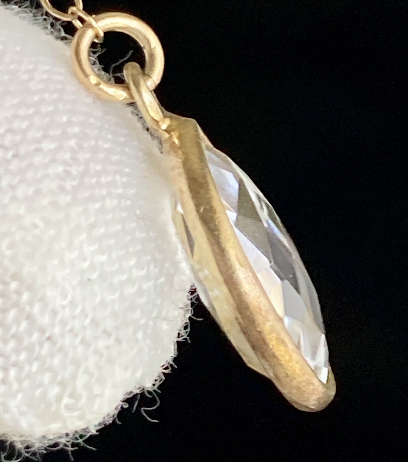 14k Yellow Gold Filled Quartz Pendant Chain Necklace Y Drop 15in plus 4in Drop