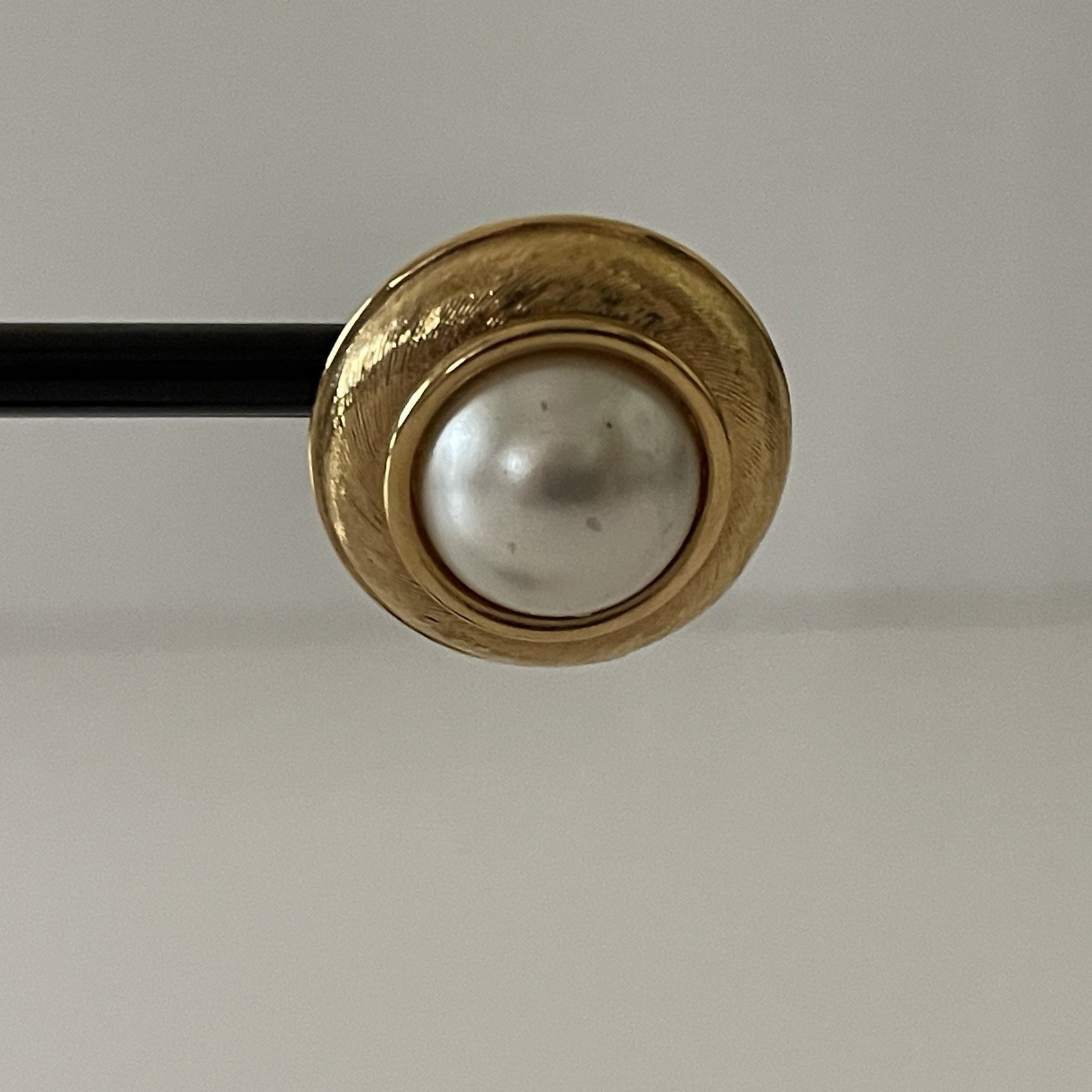 Napier Earrings Oval Pierced Off White Faux Pearl Gold Tone Signed Vintage