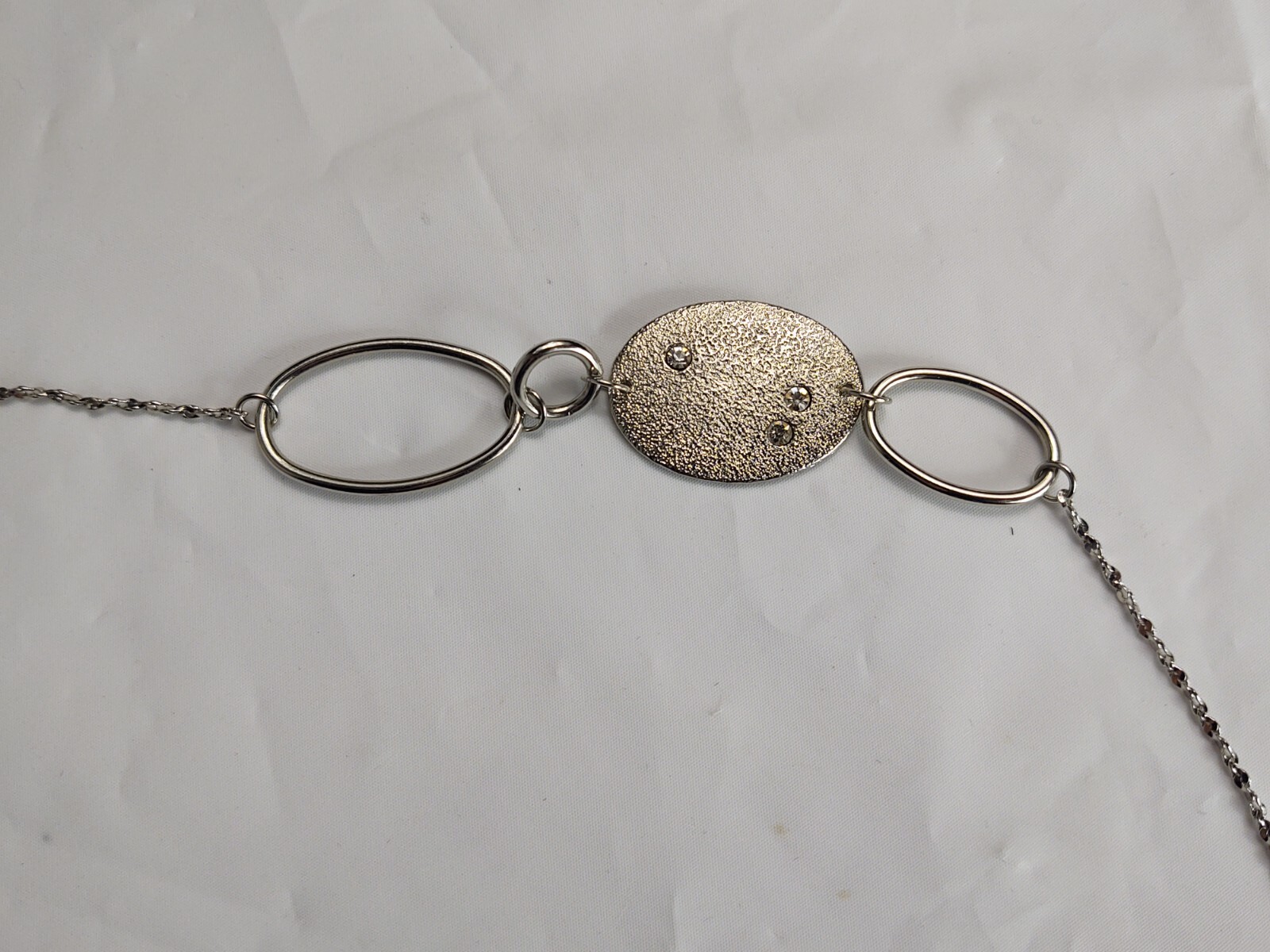 Vtg Gwen Necklace Long Silver Tone Glitter Unique Beads Crystals Costume Jewelry