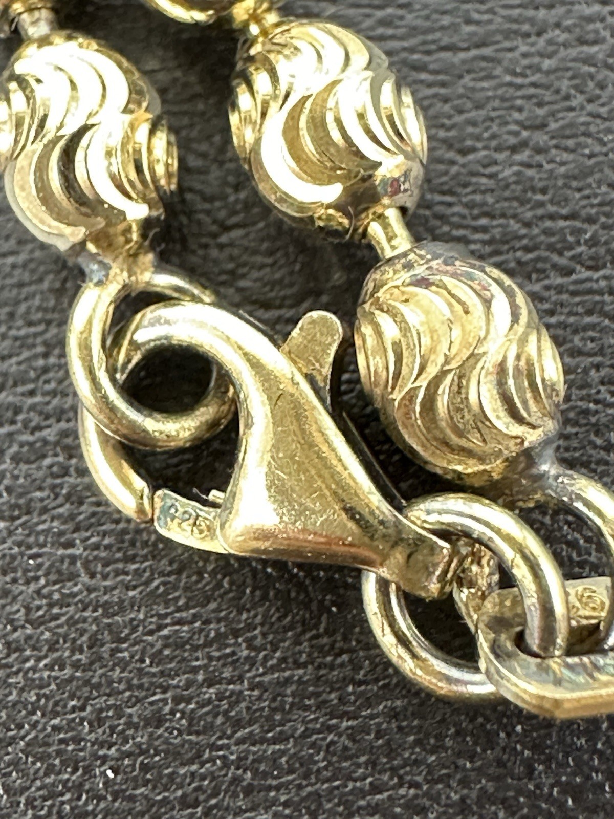 Vintage 925 Sterling Silver Gold Wash Diamond Cut Ball Chain Necklace Italy