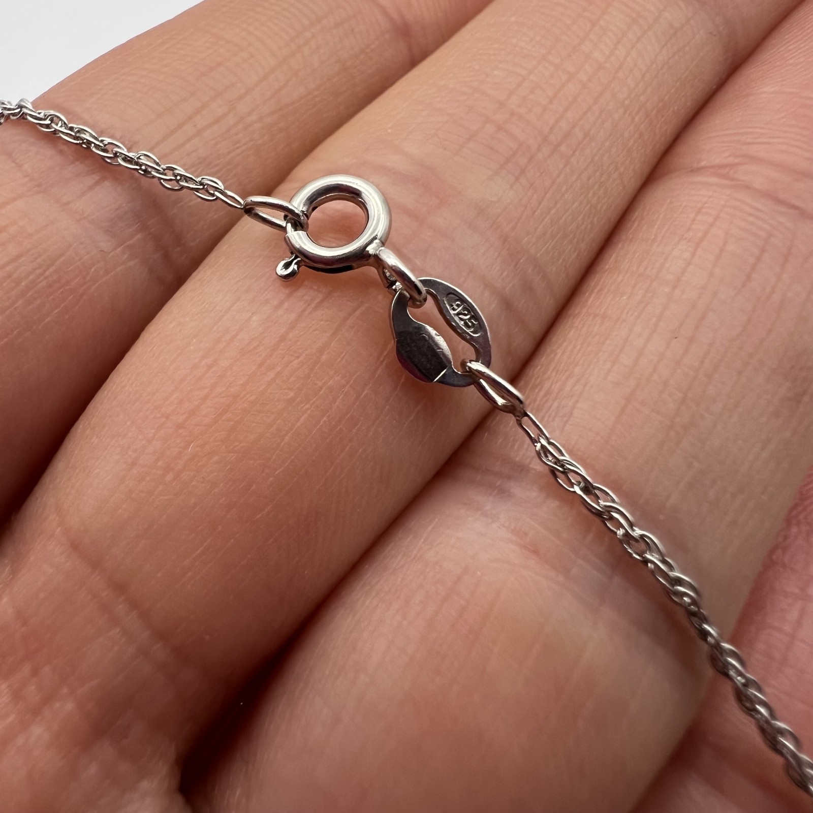 Vintage Sterling Silver 925 Heart Pendant Necklace Chain 45cm 3g Stamped Jewelry