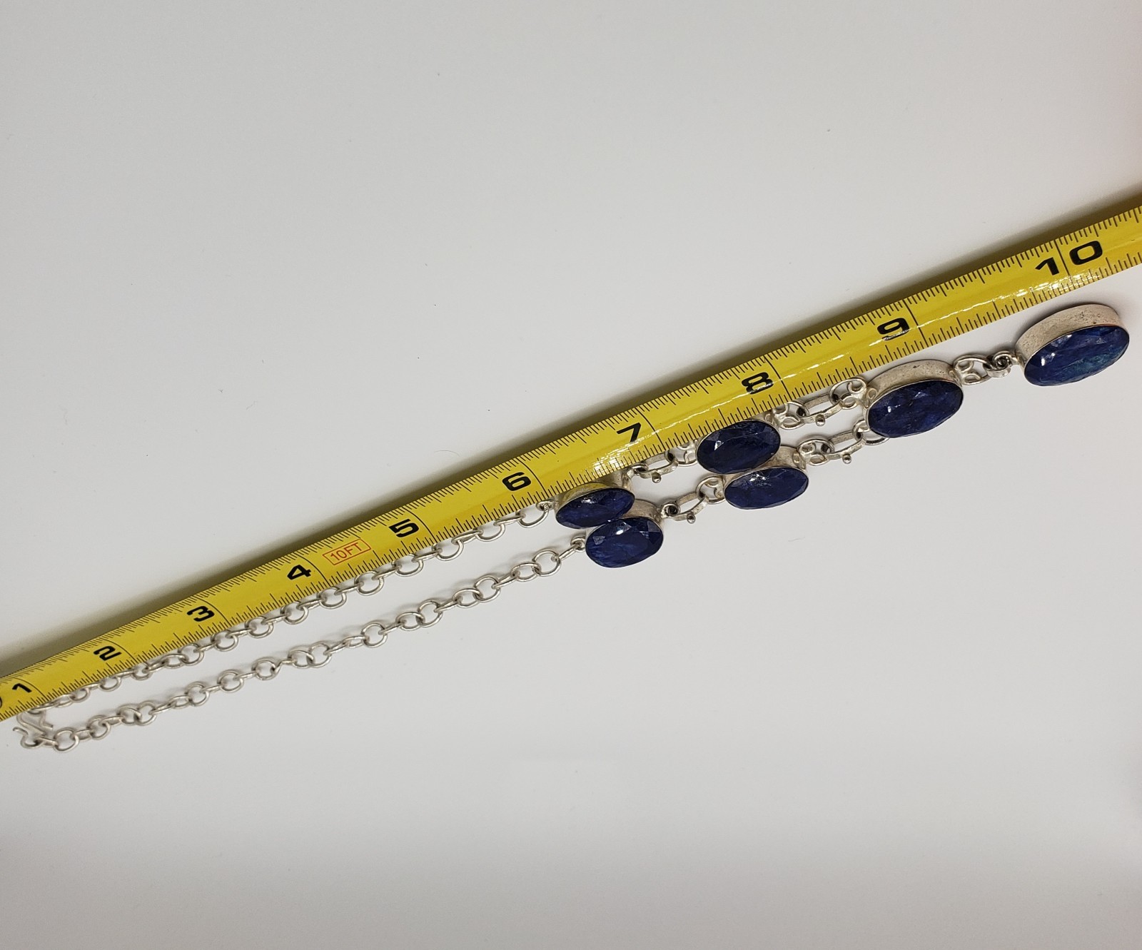 9.25 Deep Blue Faceted Kyanite Gemstone Bezel Setting Hook Clasp Necklace