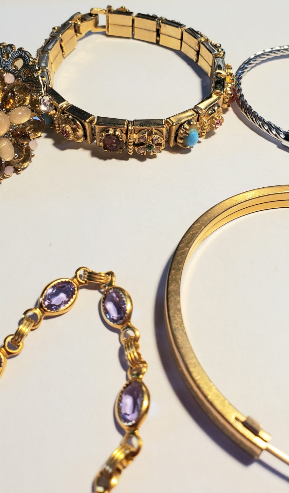 Vintage Bracelet Lot Of 6, Different Makers, Styles, Composition, Ages, Color
