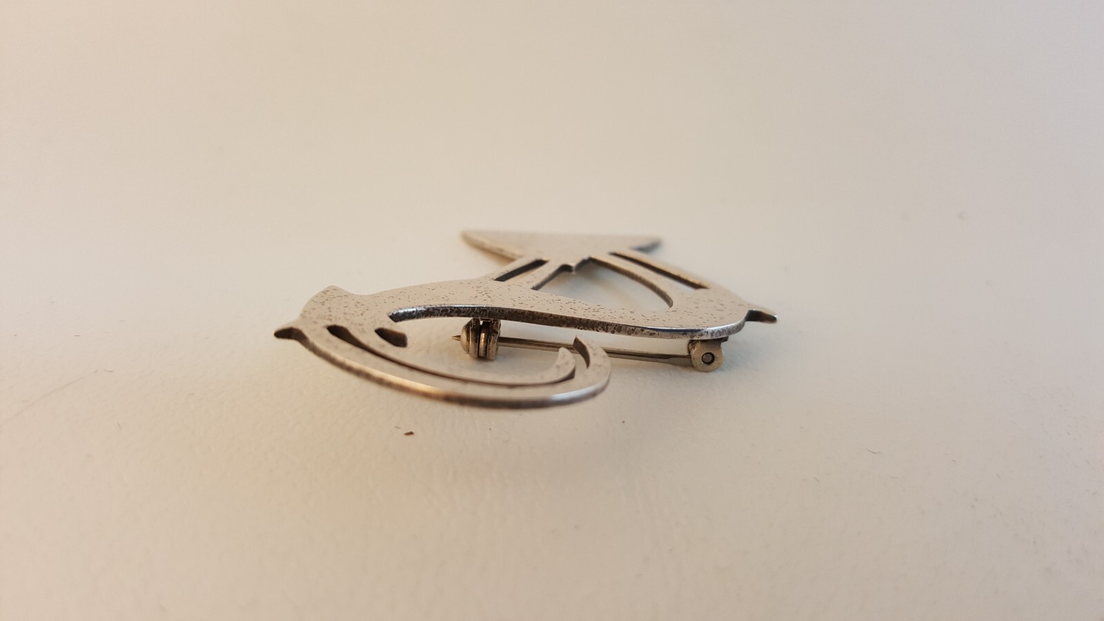 Vintage modernist stylized ram goat brooch pin Forbes MCM sterling silver
