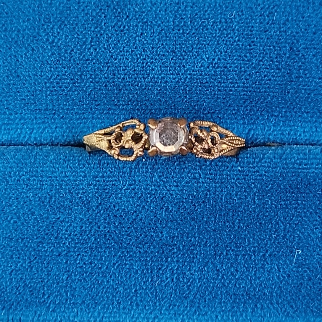 Antique Paste Stone Ring Victorian Germany Gold Filled 7.25