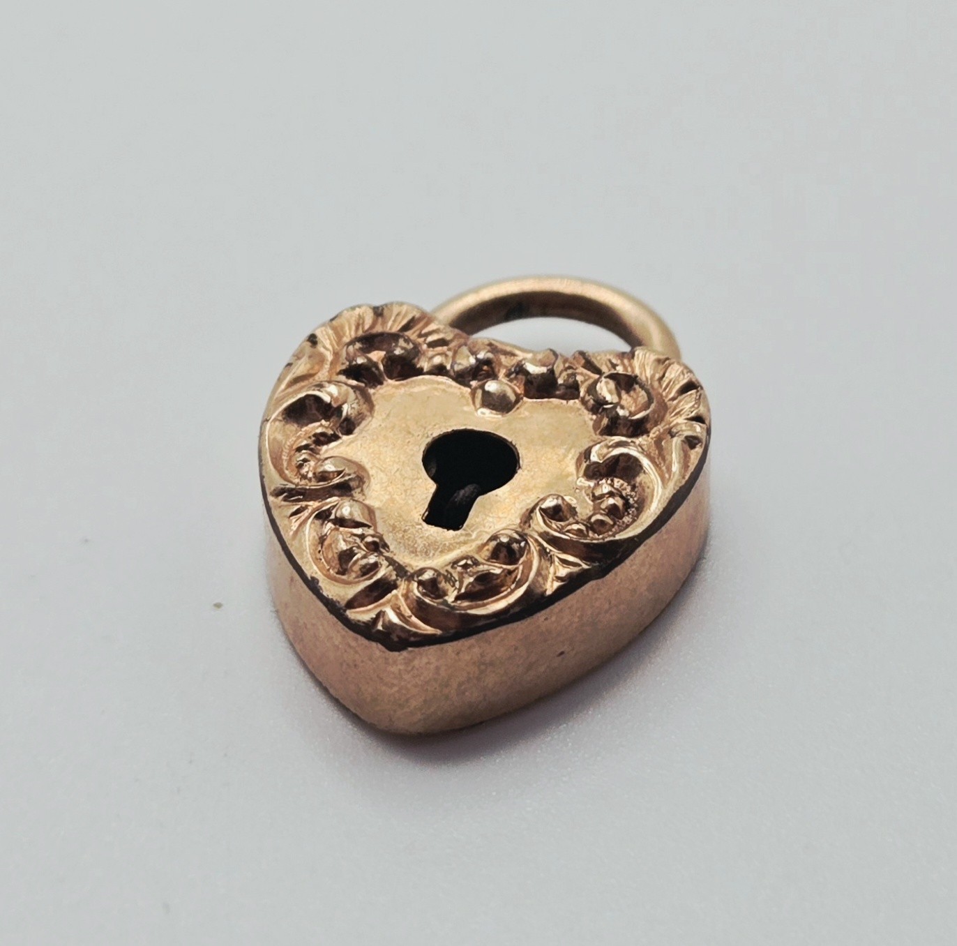 Vintage Victorian Gold Filled Repousse Heart Padlock Pendant / Charm Works