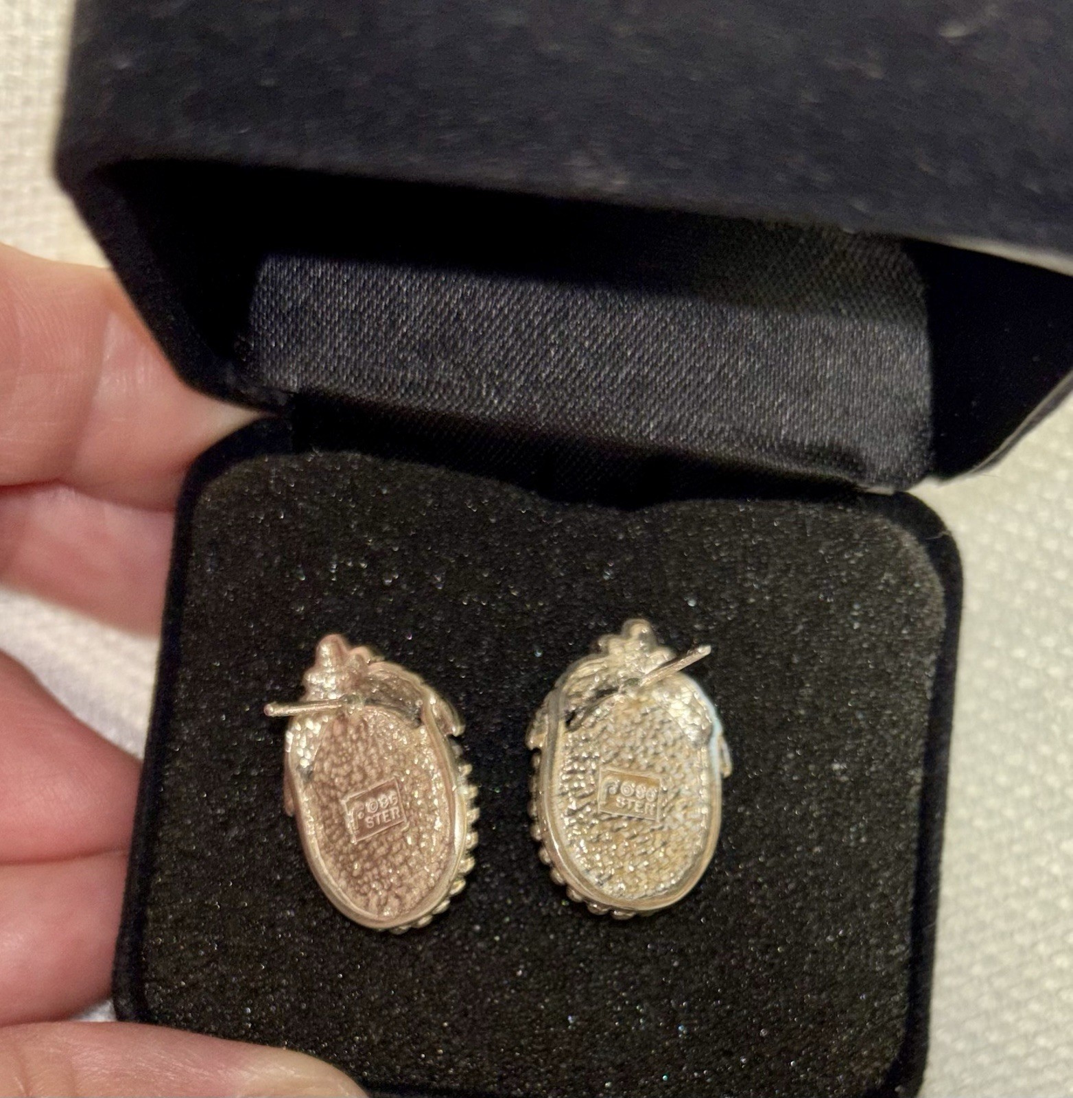 VTG Carolyn Pollack Sterling Cognac Amber Earrings Signed