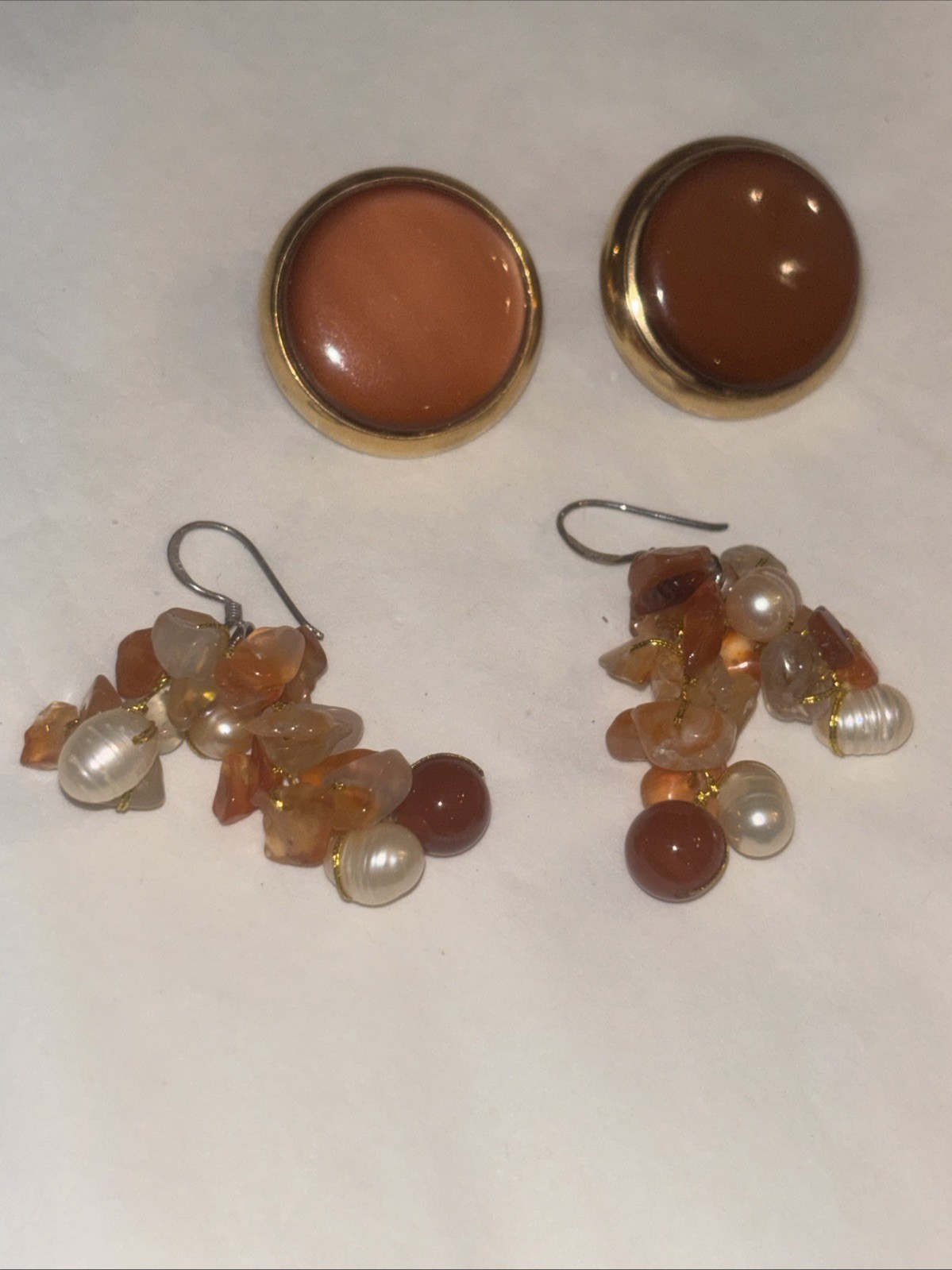 Mixed Huge Vtg Costume Jewelry Lot Orange, Amber, Yellow, Coral Colored Jewelry
