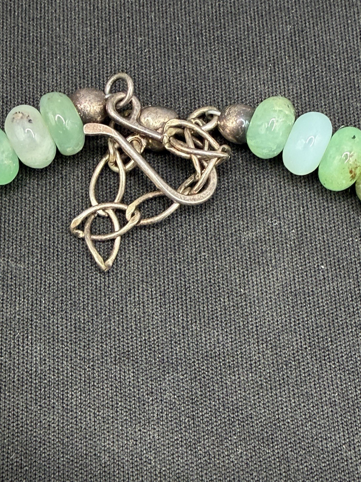 Vtg Jay King DTR Sterling Silver Green Bead Necklace Pendant 17-18 Inch Length