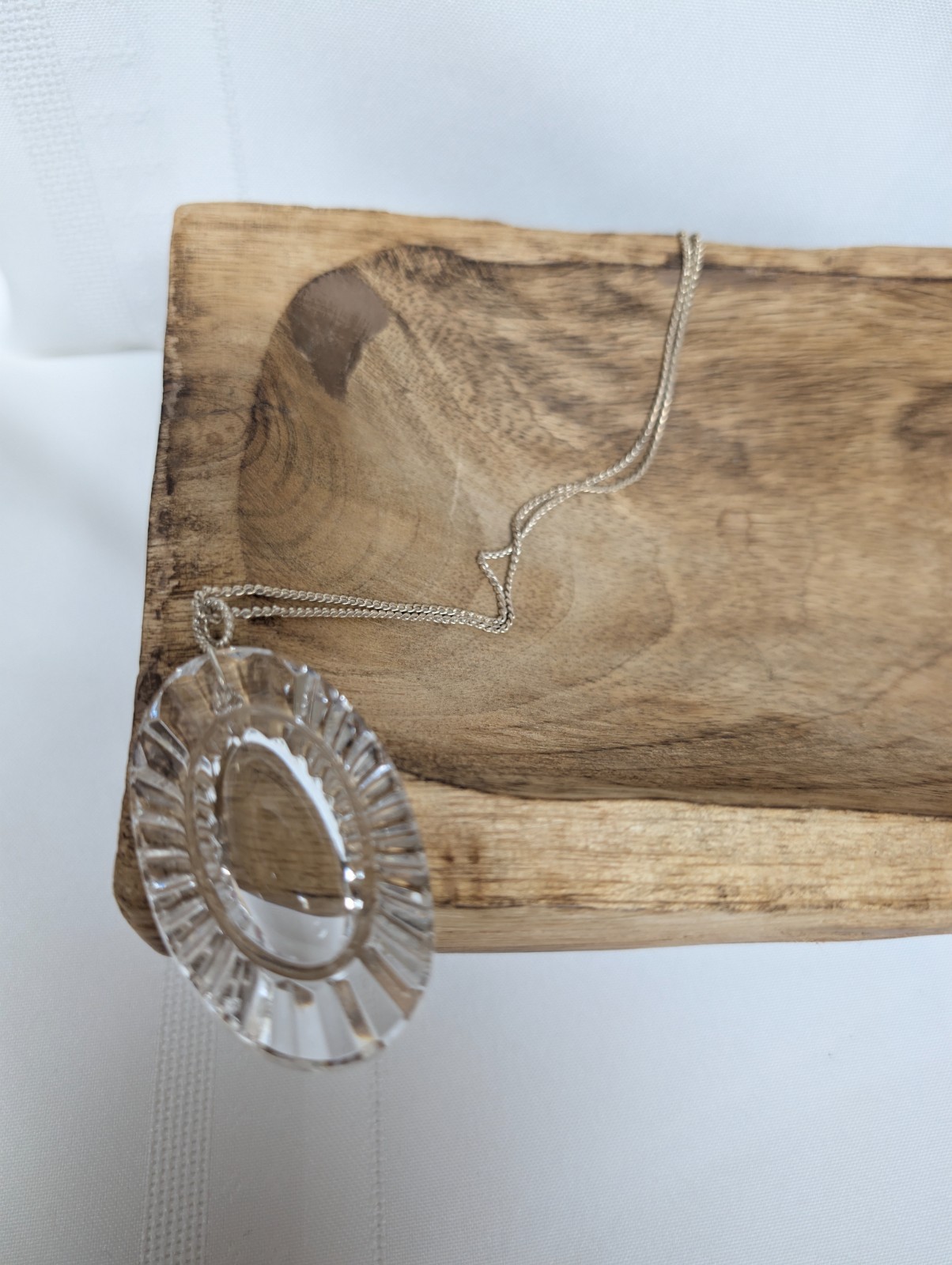 Vintage Waterford Crystal Large Pendant 925 Silver Chain Necklace