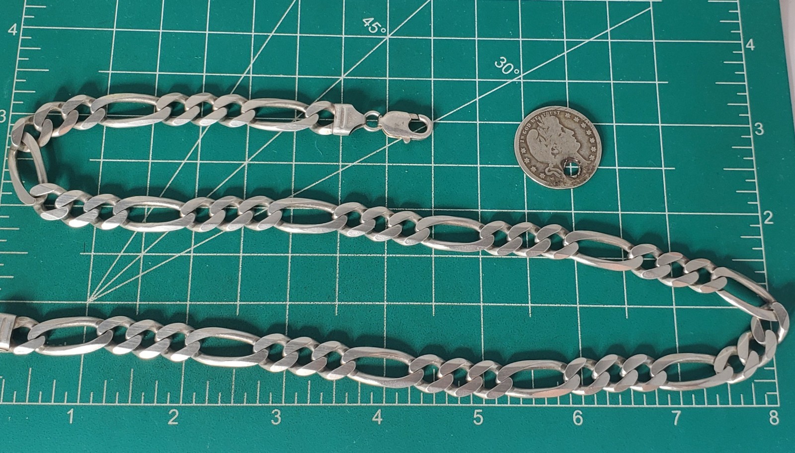 Vintage Sterling Silver Heavy ITALY Cuban Figaro Chain Necklace Lot 21.25″