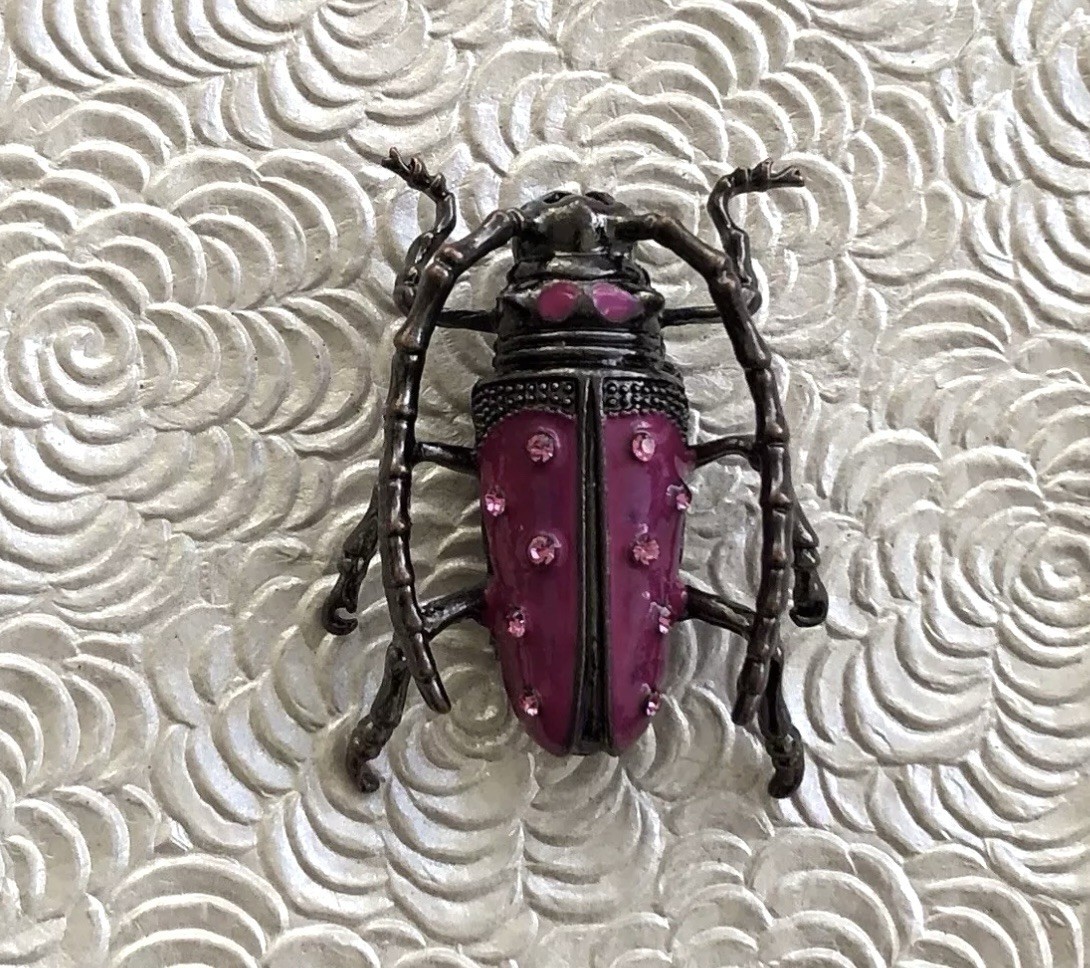 Vintage Style Beetle Insect Brooch enamel on metal
