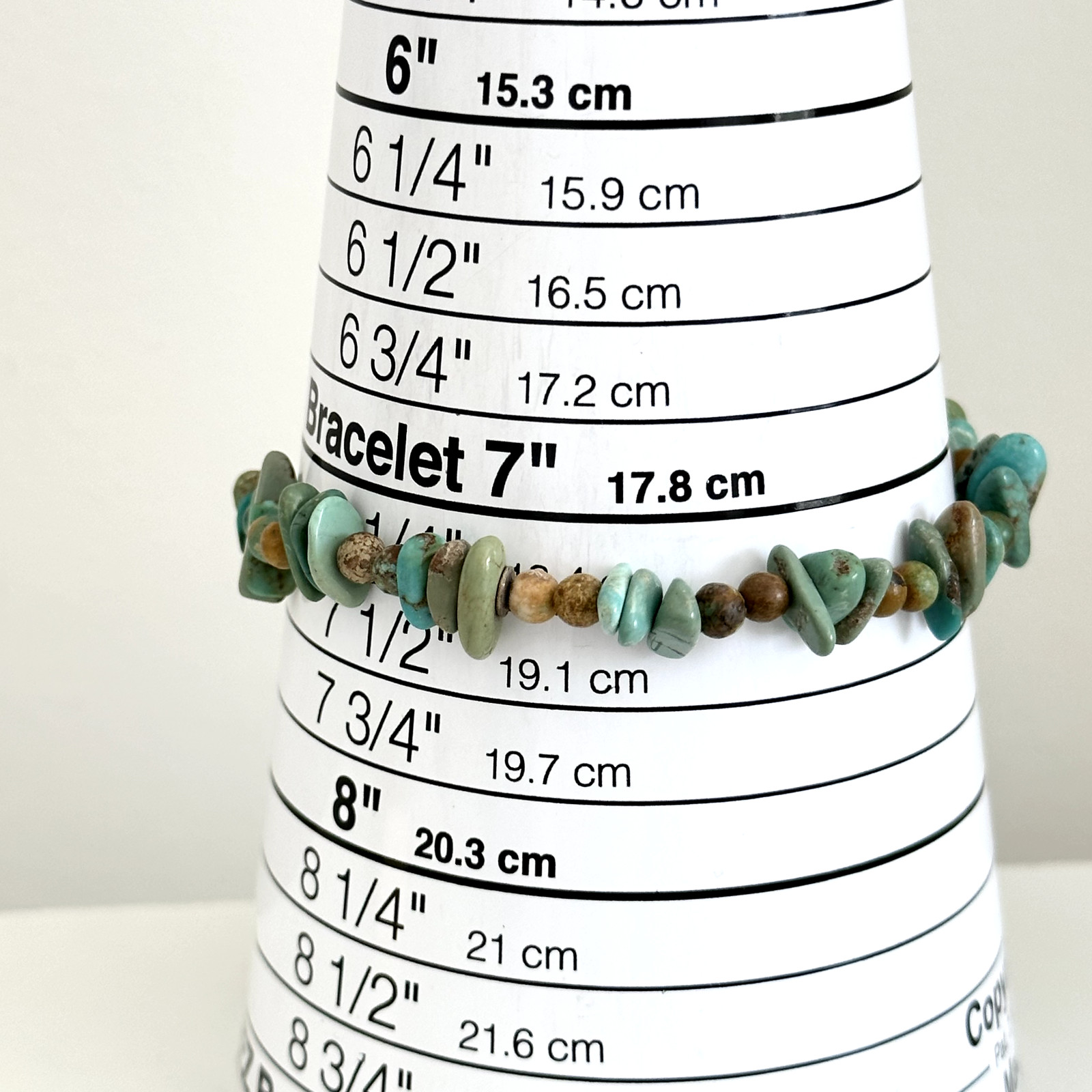 Vintage Turquoise Gemstone Beaded Nugget Stretch Style Bracelet 7.5″