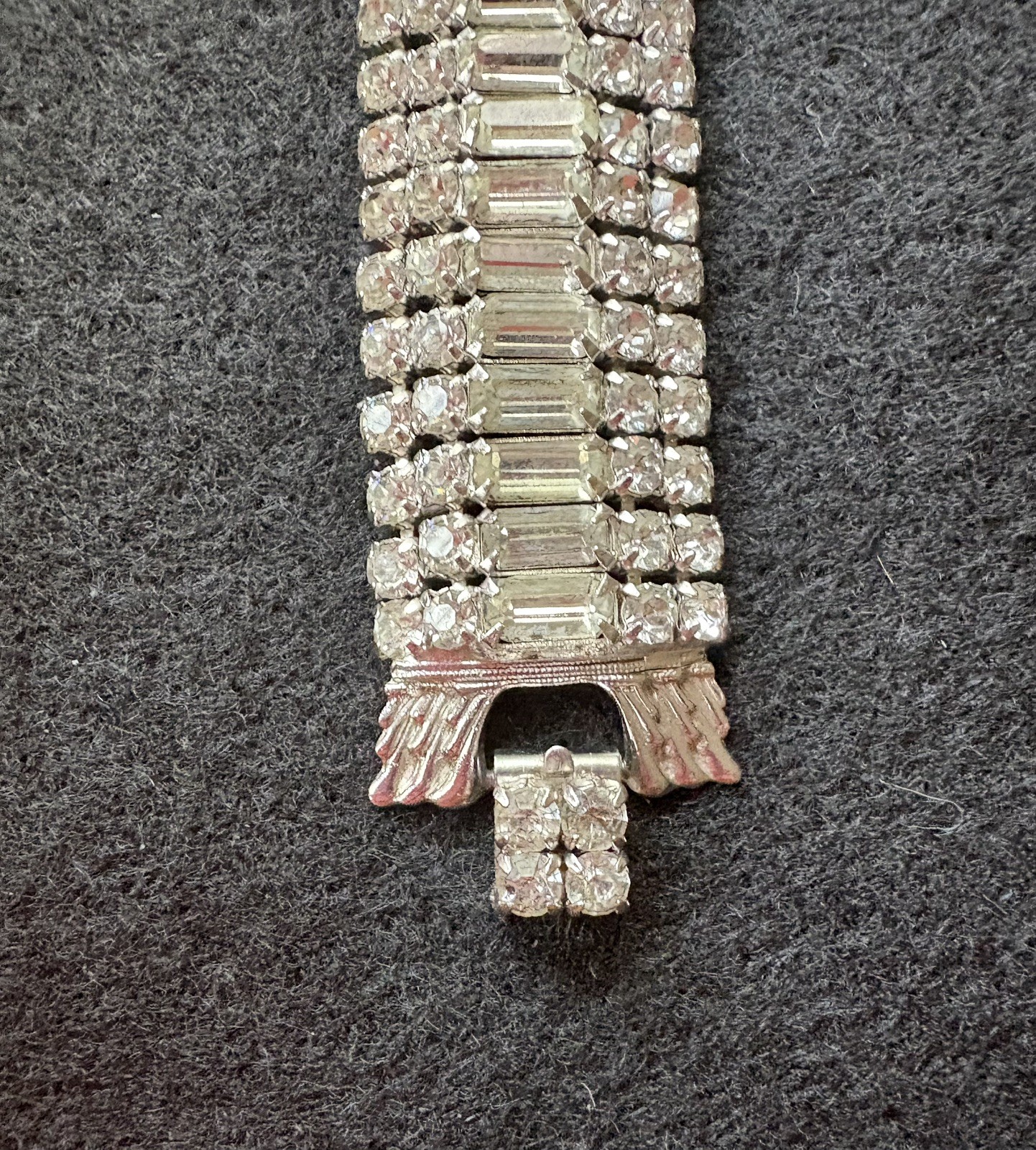 Vintage Wide Clear Rhinestone Bracelet Statement
