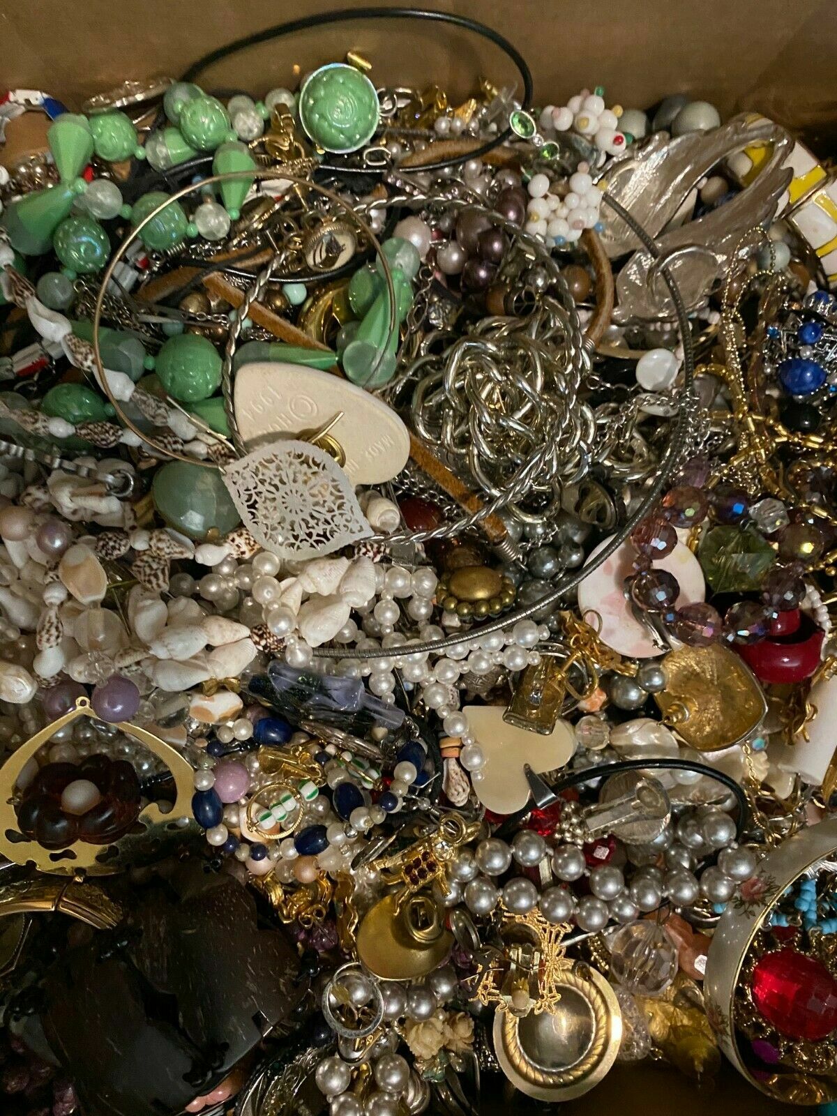 Jewelry Lot 7 Lbs Pounds Unsearched Junk & Wear Vintage & Mod Tangles Treasure