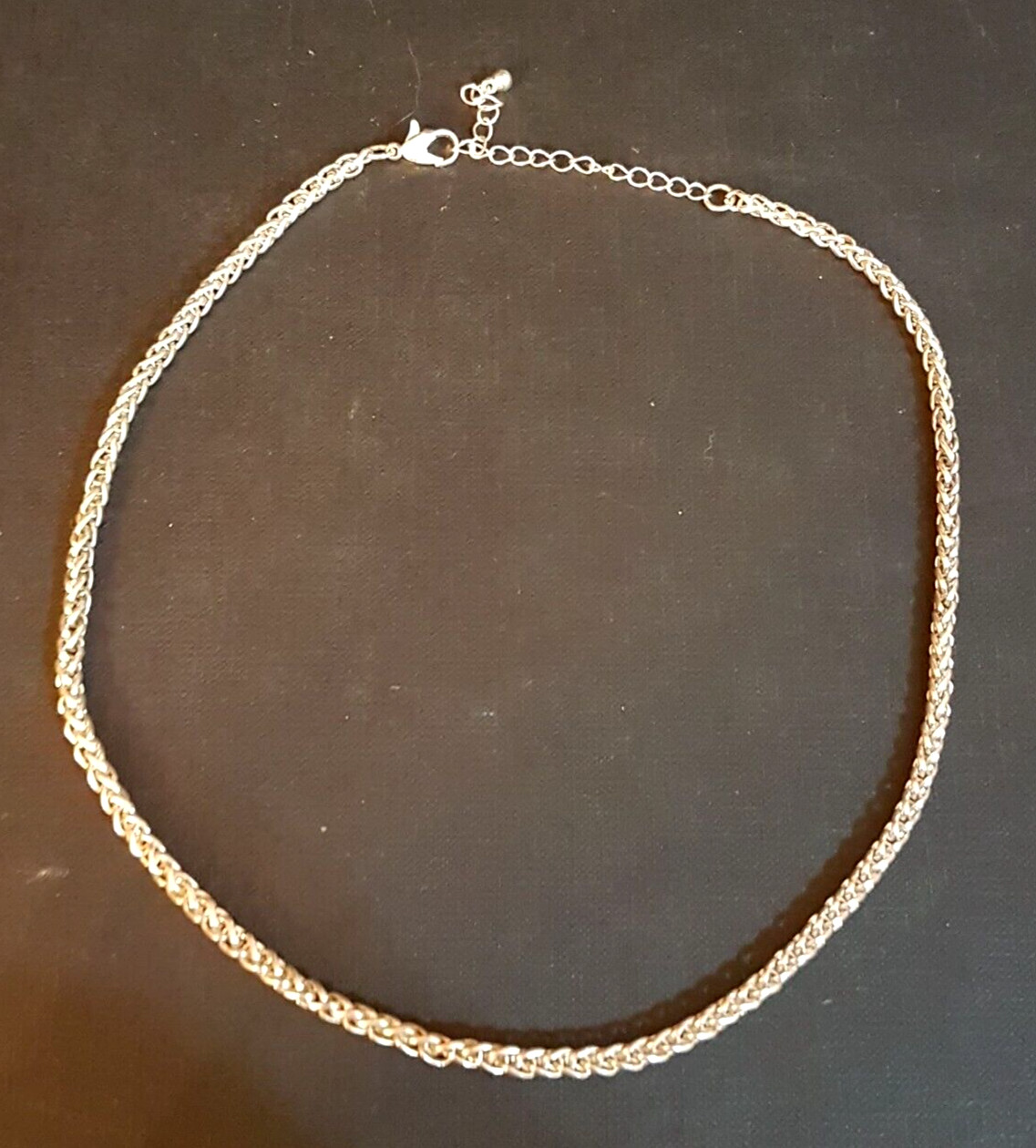 Spiga Wheat Link Rope NECKLACE Silver tone Modern Adjustable Length Chain