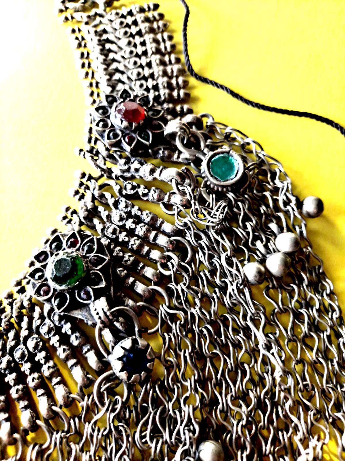 Vint Cascade Afghani Necklace Huge Fringe Afghanistan Necklace Heavy Authentic