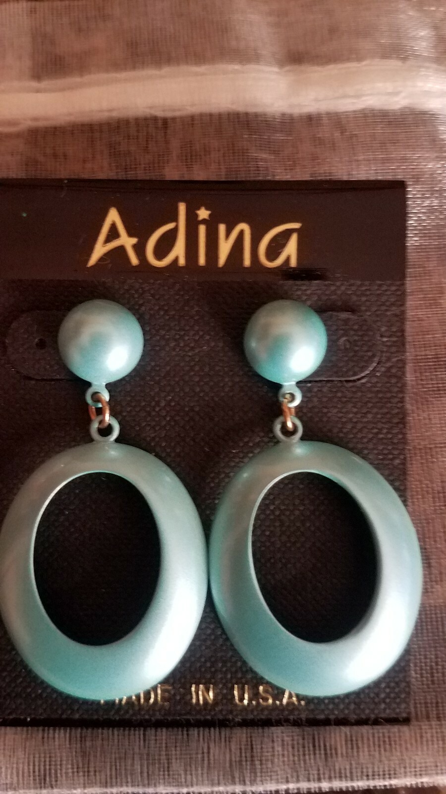Ladies Vintage, Light Teal Blue, Dangle Earrings! VERY GOOD condition! UNIQUE!