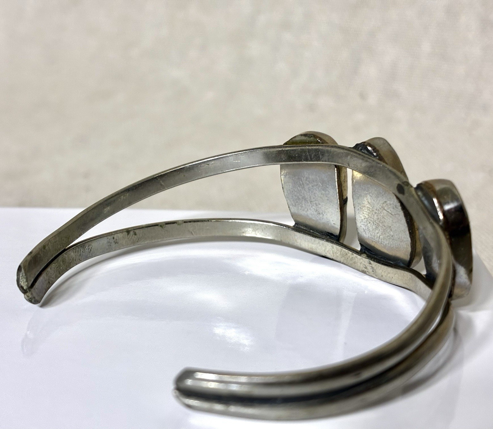 Alpaca Mexico Silver Cuff Bracelet Turquoise Adjustable