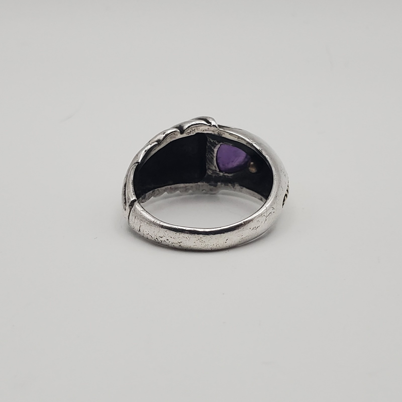 Vintage Sterling Silver & 18K Gold Purple Amethyst Statement Size 6.5