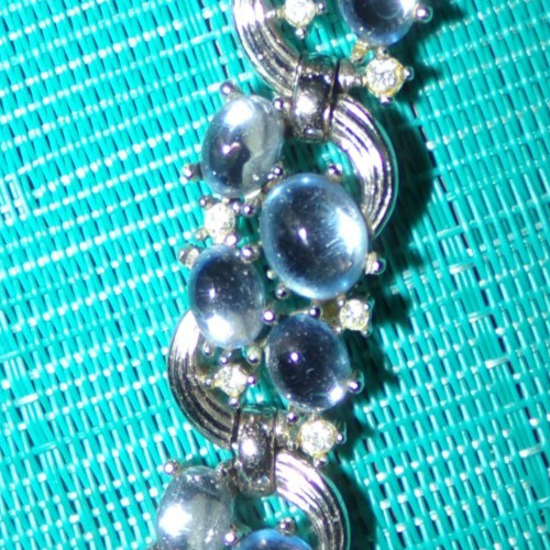 (RARELY USED)—signed CROWN TRIFARI moonstone type bracelet-OMG!!