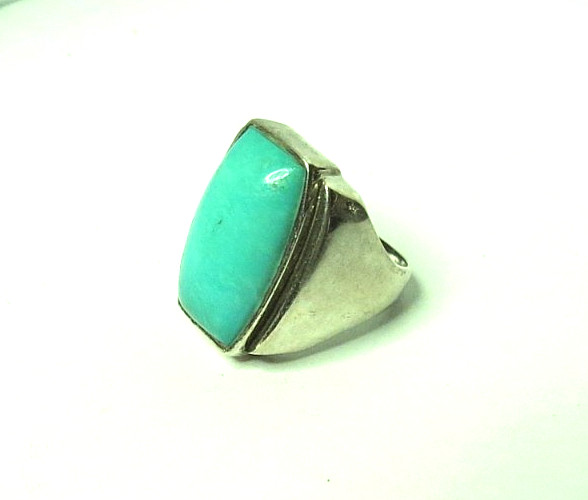 VTG WOMENS 925 STERLING SILVER RING BLUE STONE SZ: 6 & TOP 22mm 9gr