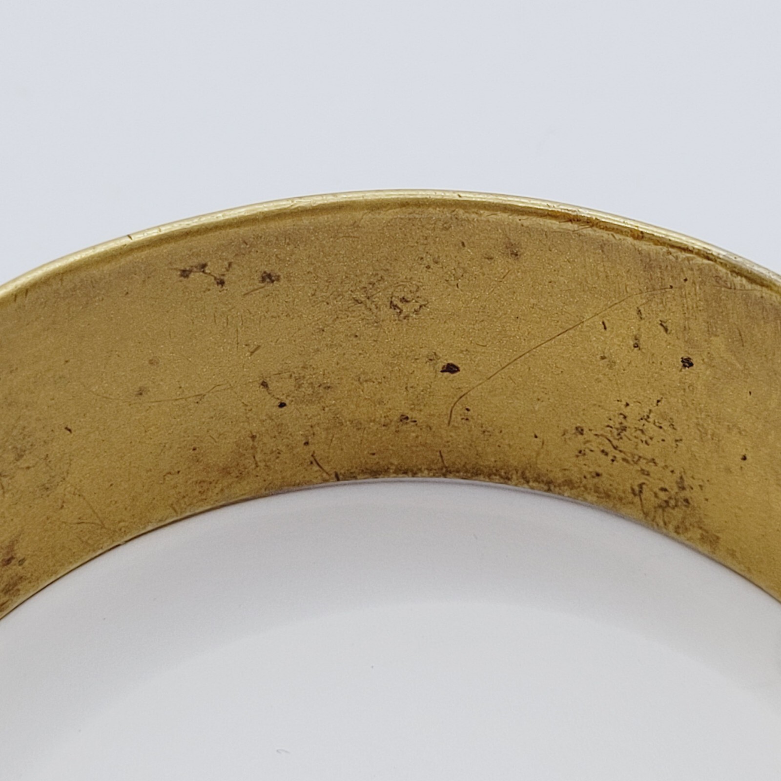 Wide Brass Chunky Bangle Embossed Heart Pattern Vintage Bracelet 8 Inch Approx