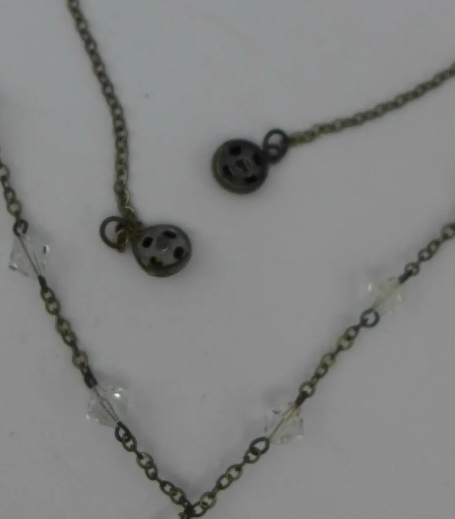 Vintage Crystal Necklace Snap Closure 15″ Silver Plated Estate