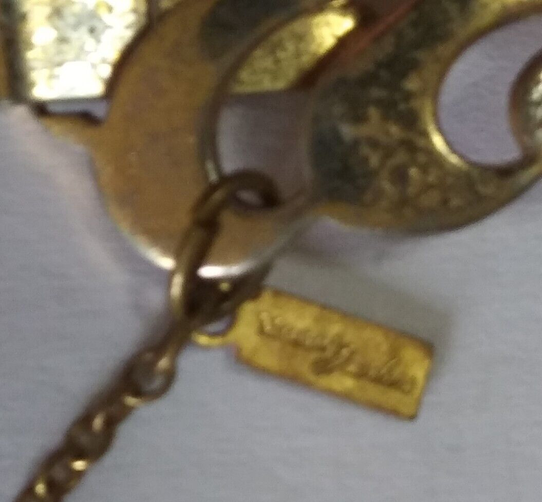 Vintage Monet Jewelers (1940s?)Goldtone Articulated Bracelet w/Safety Chain.RARE