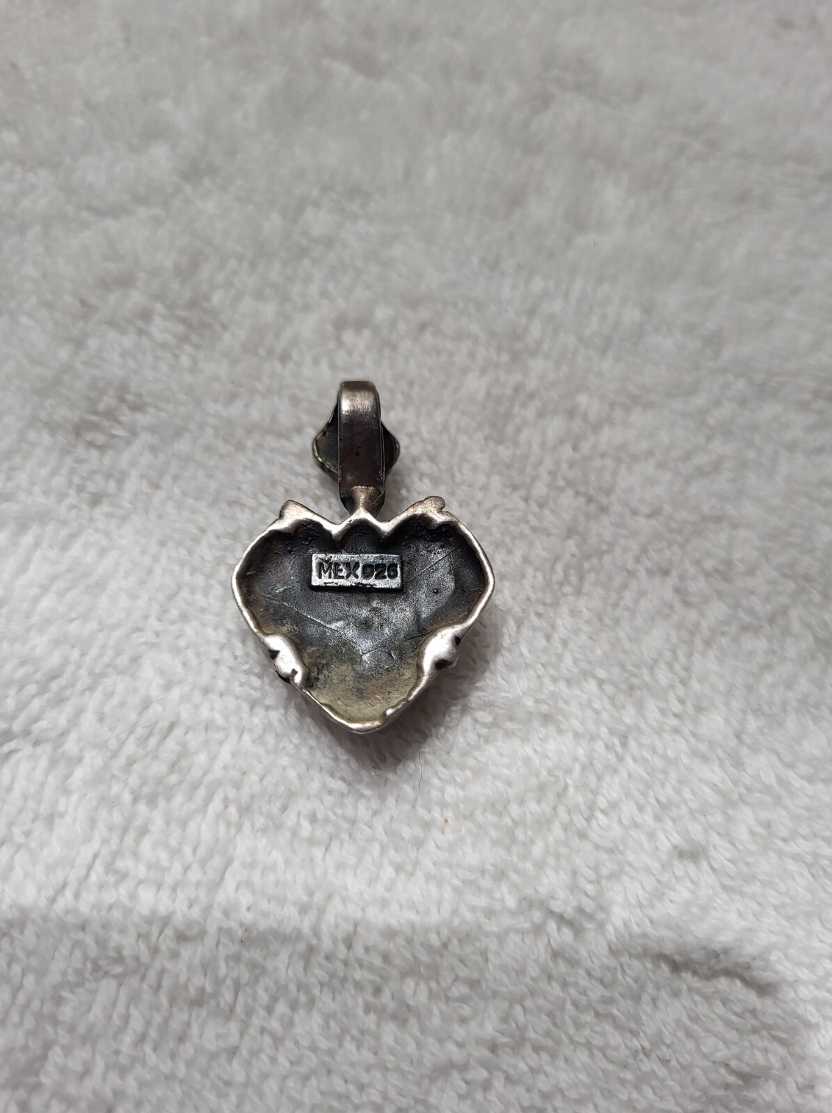 Vtg MEX 925 Sterling Silver Rare Design Twisted Rope Diamond turquoise Pendant