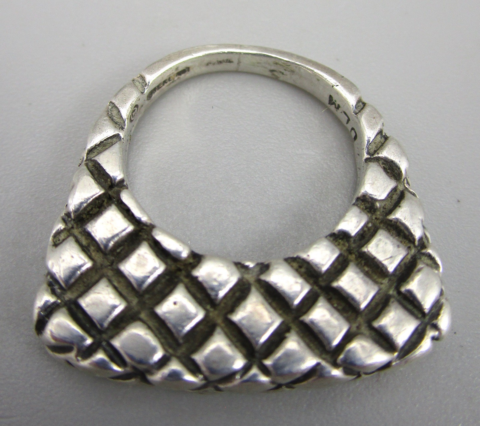 CLASSIC DIAN MALOUF STERLING CROSSHATCH STACK RING GUARD SZ 4.25 RET $190