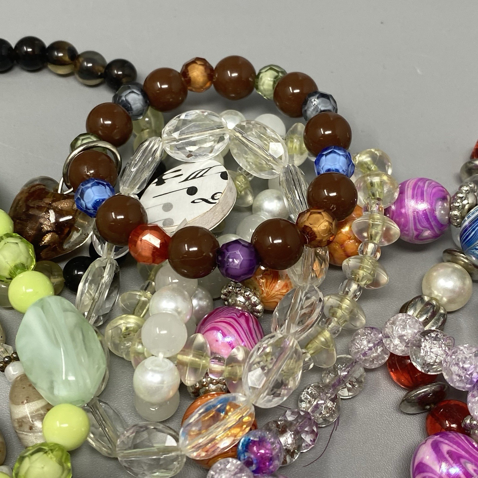 Acrylic Beaded Bracelet Lot Stretch Craft Multicolor Chunky Lot of 10
