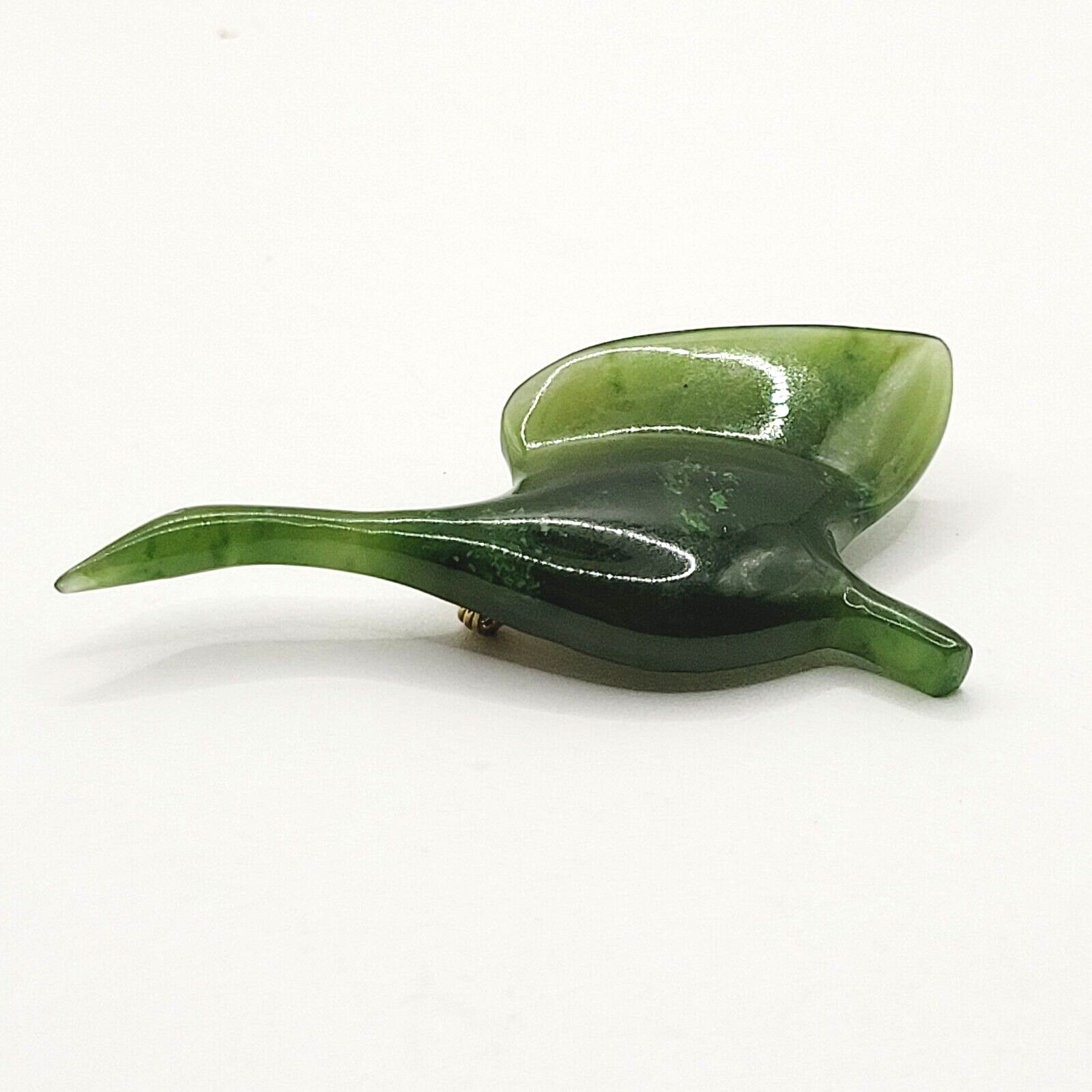 NW Snow Goose Snowgoose Dark Green Jade Brooch Pin Vintage Coldwater Creek 1980s