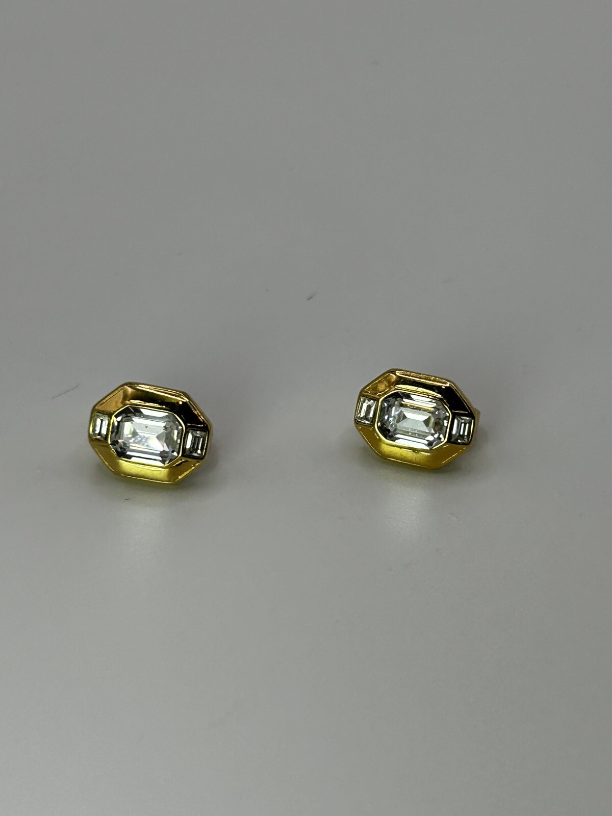 Vintage – Crown Trifari Rhinestone Clip Earrings – See Notes