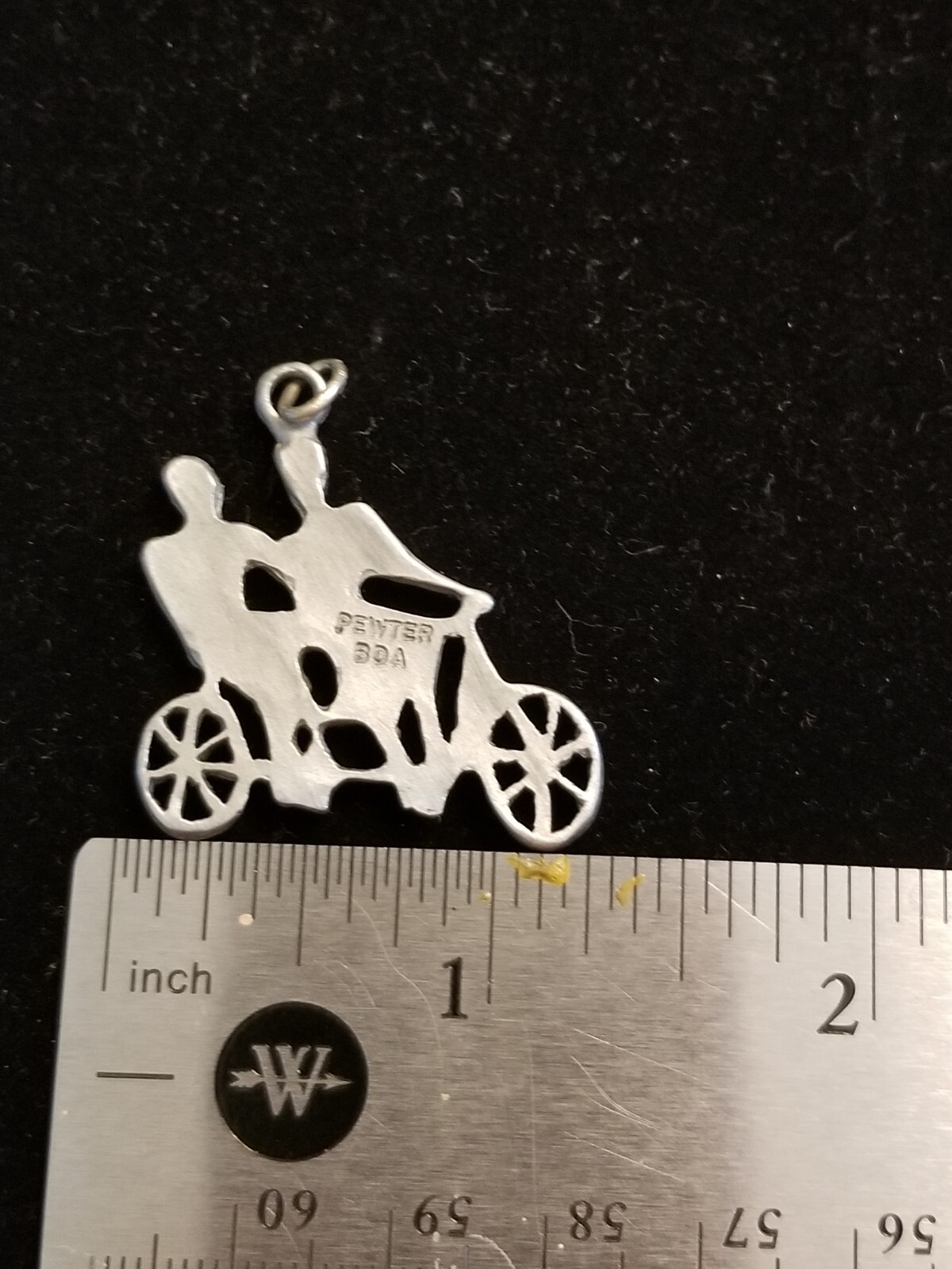 Vintage Pewter BDA Pendant Of A Bicycle Built For 2, 1.25 in. Length
