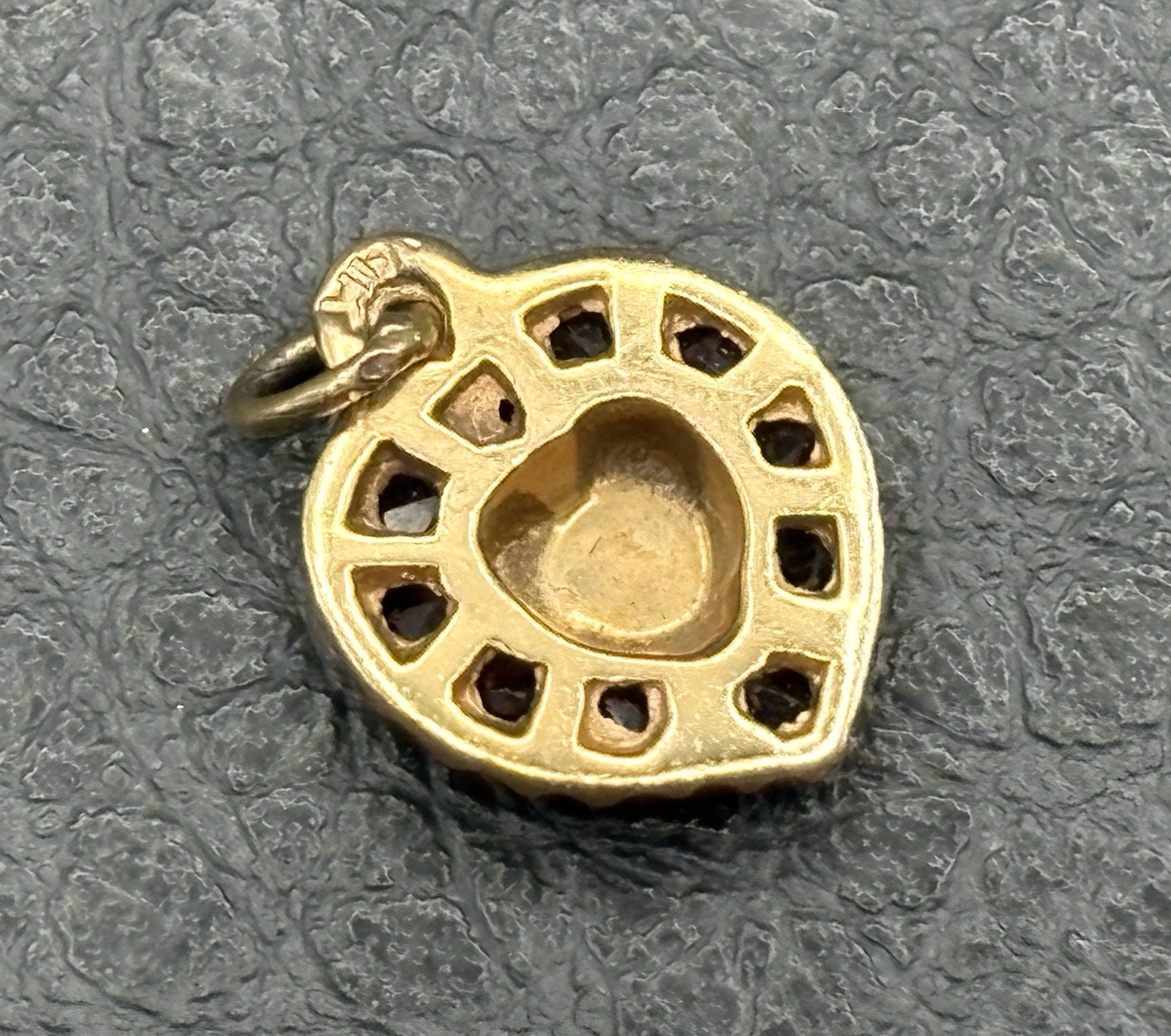 VTG 14K Gold Heart Garnet “S” Mono Engraved Pendant Or Charm Antique Victorian