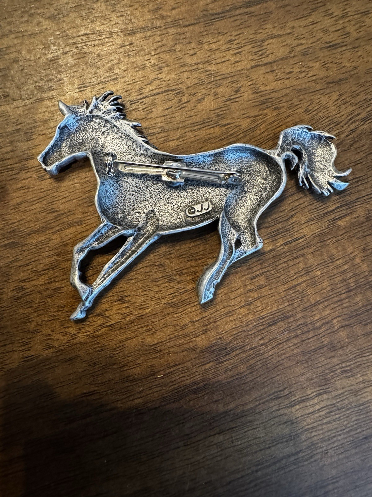 JJ Jonette Jewelry Silver Tone Running Horse Brooch Pin