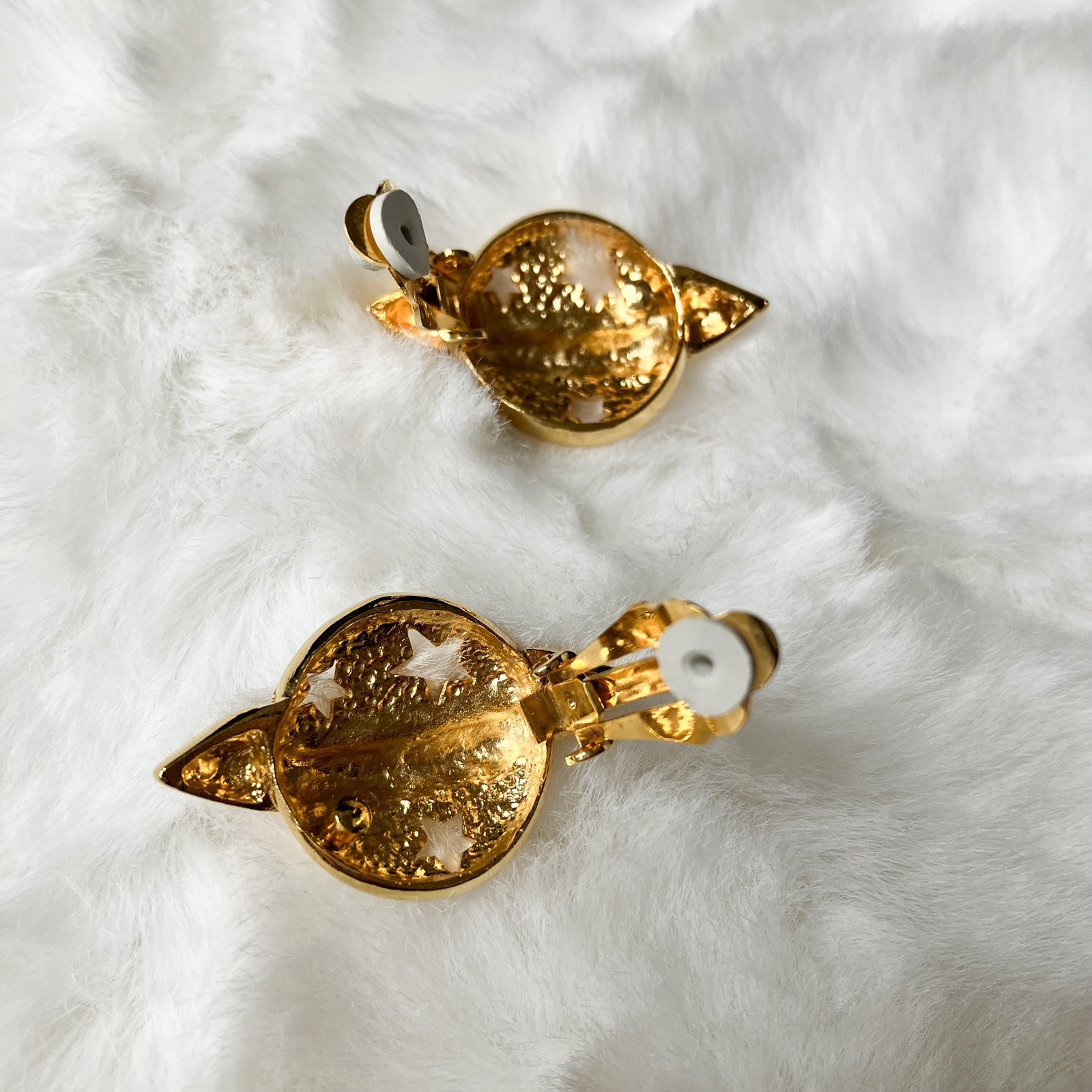 vintage Moschino Logo Planet Saturn Clip On earrings Gold Tone Japan exclusive