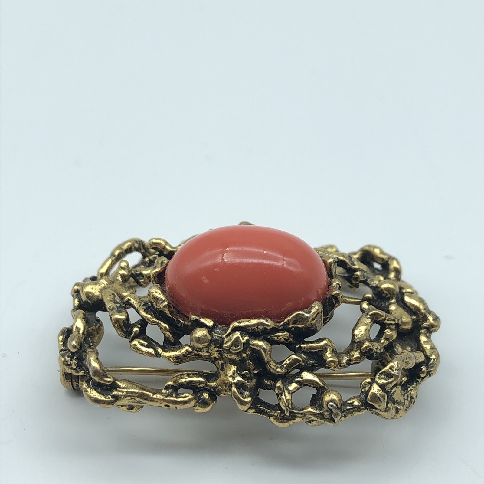 Vintage Zentall Brutalist Textured cabochon brooch pin