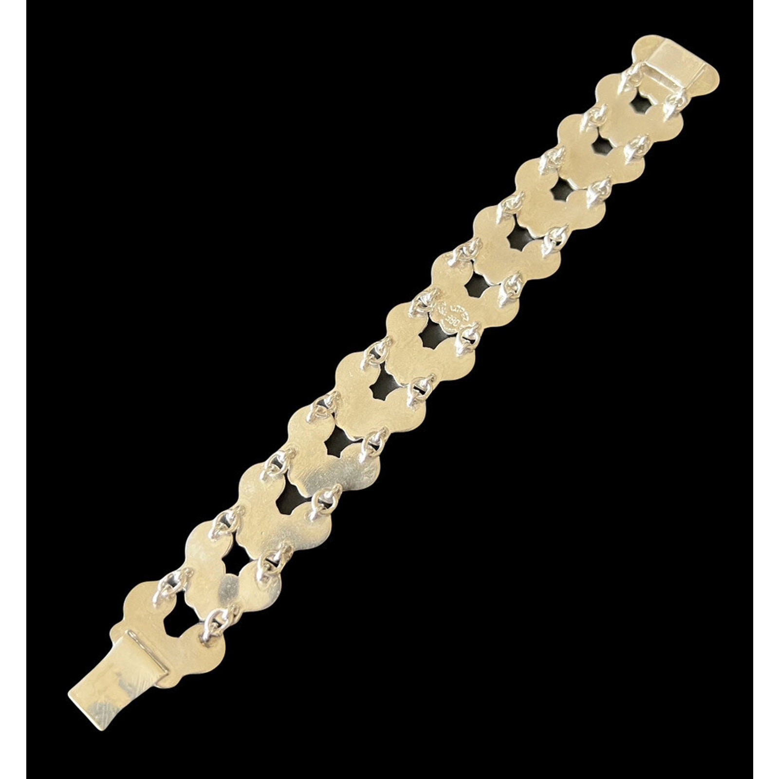 Gerardo Lopez Taxco Mexico 980 Silver Wave Scroll Bracelet Ca. 1940s