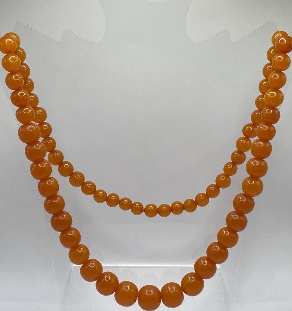 Vintage Soviet Amber Beads Necklace Kaliningrad 64 grams