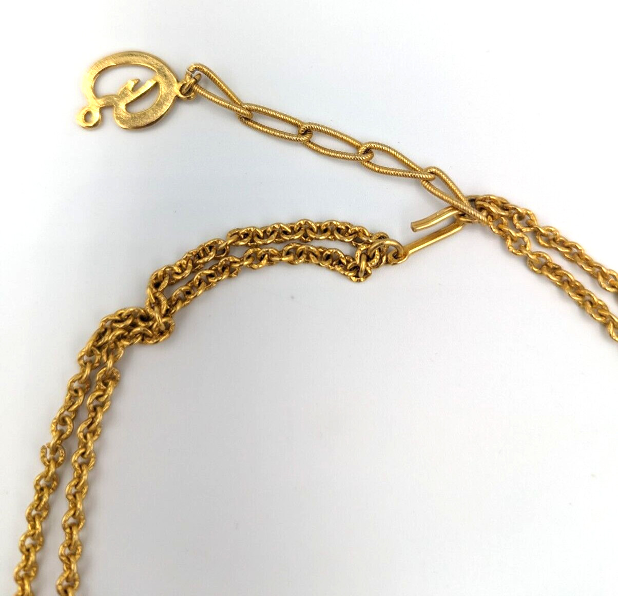 Vintage Statement Filigree Big Cross Necklace Gold Tone Hook Clasp 16″
