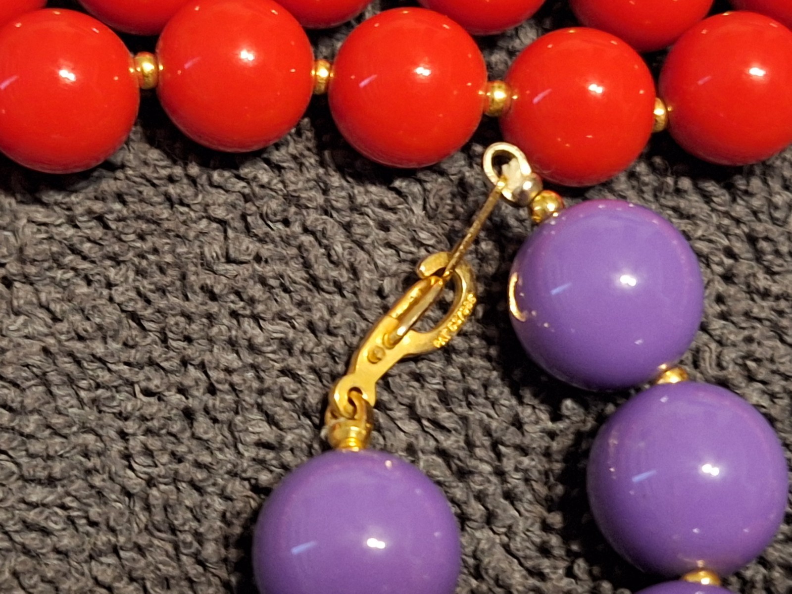 Vintage Lot Of 5 Beaded Costume Necklaces Various Lengths Purple Pink Red
