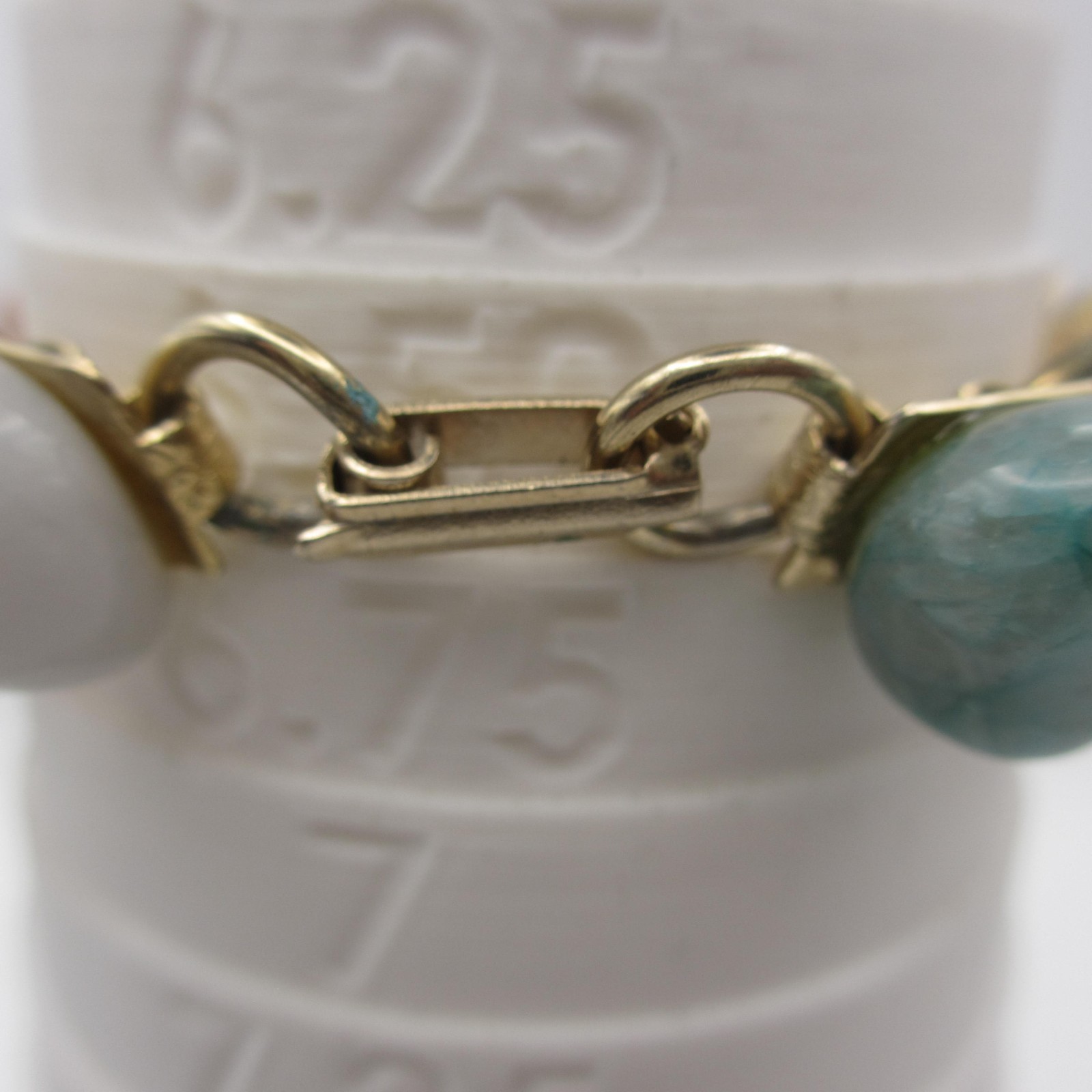 Vintage Gem Stone Bracelet Multicolor Pastel Gold Tone