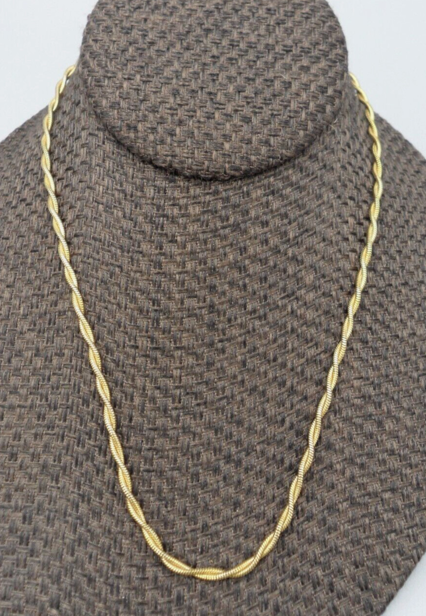 Twisted Double Snake Chain Necklace Specialty Choker Gold Tn 80s Nostalgia 17.5″