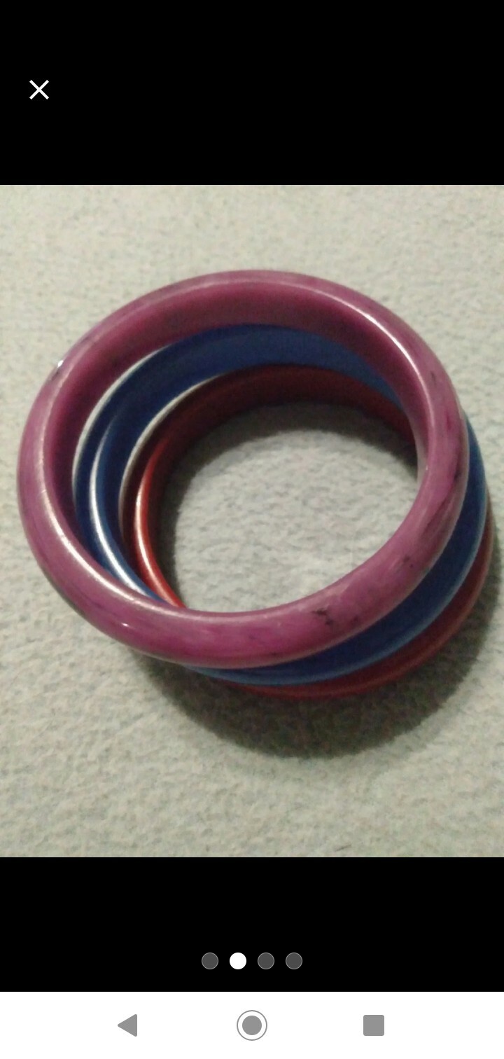 Fakelite bangle stack red violet blue