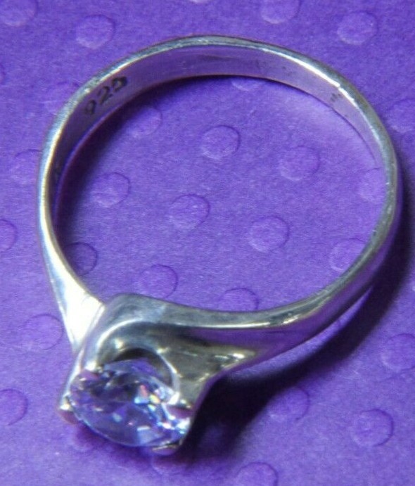Iolite 6mm Cordierite 0.925 Sterling Silver Estate Engagement Band Ring size 6.5